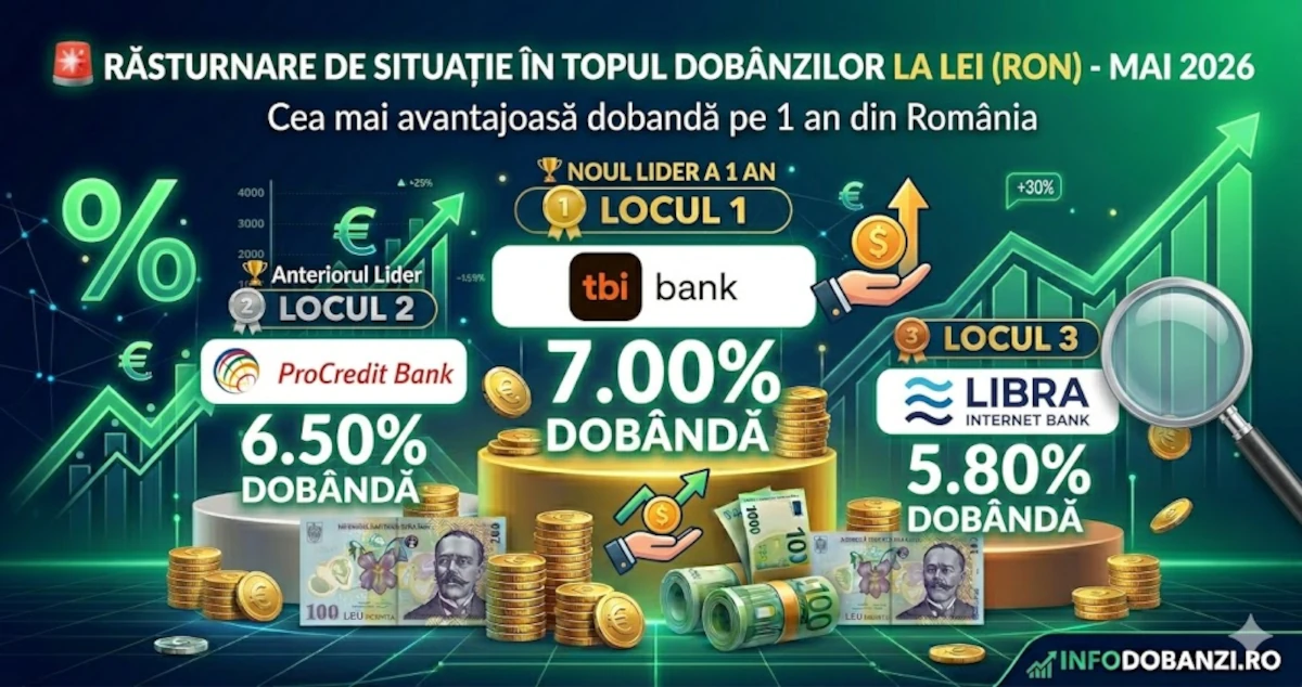 Top dobanzi depozite in lei mai 2026 tbi bank 7 la suta 1 an comparator