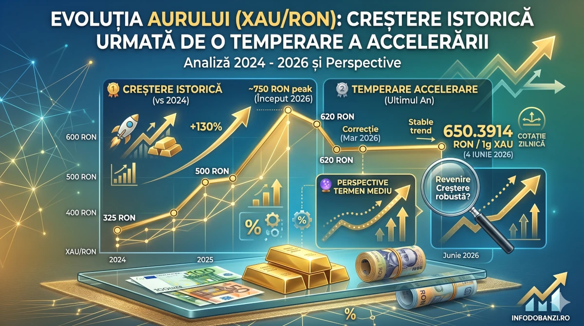 Evolutie pret aur XAU RON 2024 2026 grafic